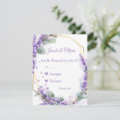 Lavendel Trouwkaarten RSVP Kaartje (Staand voorkant)