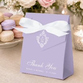 Lavendel Trouwmonogram Vintage Wapen Dank U Bedankdoosjes