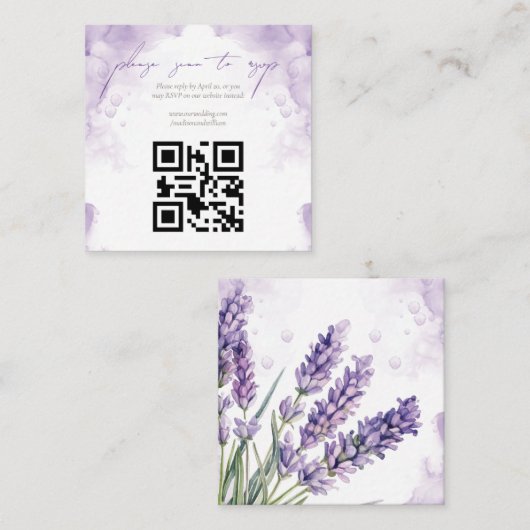 Lavendel Tuin Huwelijk QR Code RSVP Informatiekaartje (Voorkant / Achterkant)