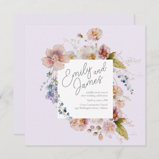 Lavendel tuin Wildflower bruiloft Kaart (Voorkant / Achterkant)