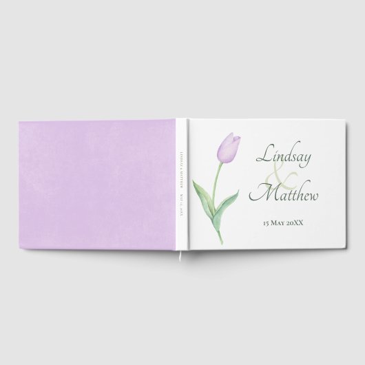 Lavendel Tulp Solo moderne bruiloft Gastenboek (Volledig)