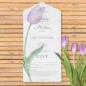 Lavendel Tulp Solo Paarse Geen Diner met Details All In One Uitnodiging