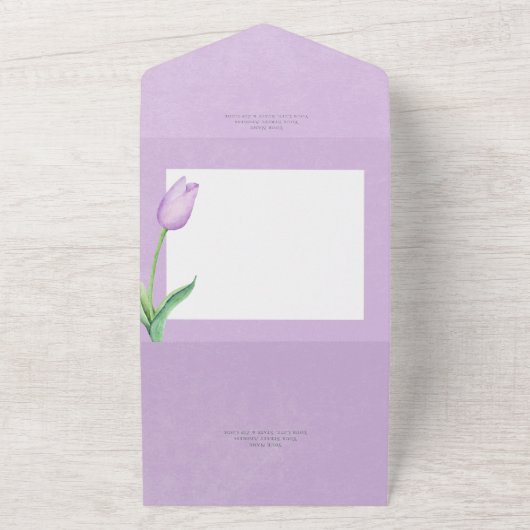 Lavendel Tulp Solo Paarse Modern Diner All In One Uitnodiging (Buitenkant)