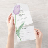 Lavendel Tulp Solo Paarse Modern Diner All In One Uitnodiging (Afscheurbaar)