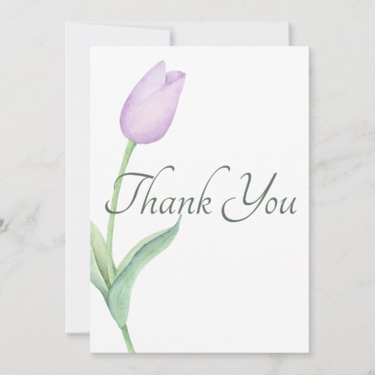 Lavendel Tulp Solo Paarse moderne bruiloft Bedankkaart (Voorkant)