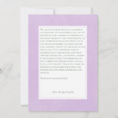 Lavendel Tulp Solo Paarse moderne bruiloft Bedankkaart (Achterkant)