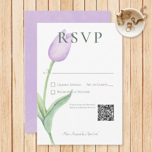Lavendel Tulp Solo Paarse moderne bruiloft RSVP Kaartje
