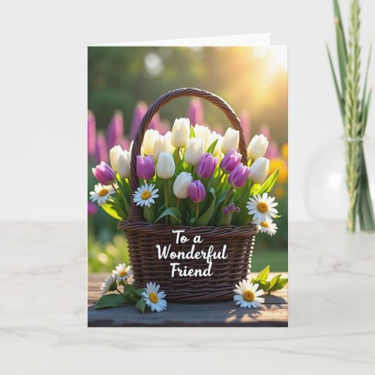 Lavendel Tulpen Moederdag kaart (Voorkant)