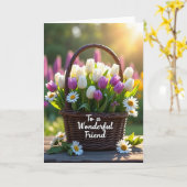 Lavendel Tulpen Moederdag kaart (Gele Bloem)