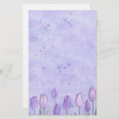 Lavendel Tulpen Waterverf Bloemenpastel Briefpapier (Voorkant / Achterkant)