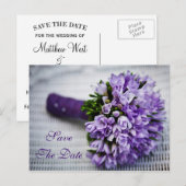 Lavendel Tulpenbloemen Bewaar de datum bruiloft Ka Aankondigingskaart (Voorkant / Achterkant)