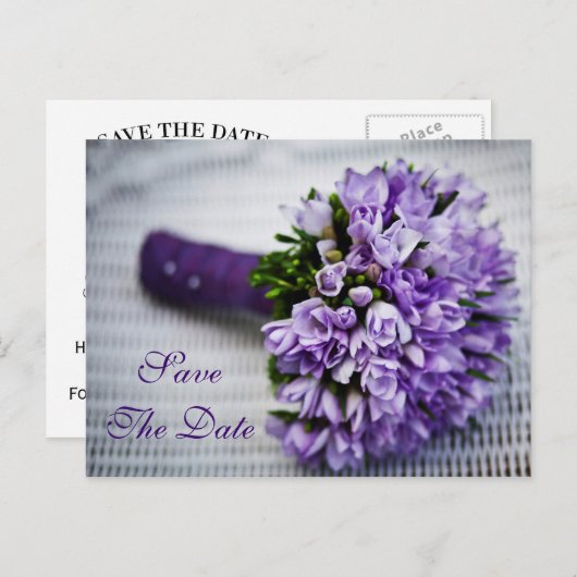 Lavendel Tulpenbloemen Bewaar de datum bruiloft Ka Aankondigingskaart (Voorkant / Achterkant)