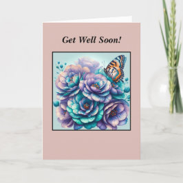  Lavendel Turquoise Flowers Butterfly Bedankkaart