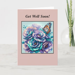  Lavendel Turquoise Flowers Butterfly Bedankkaart