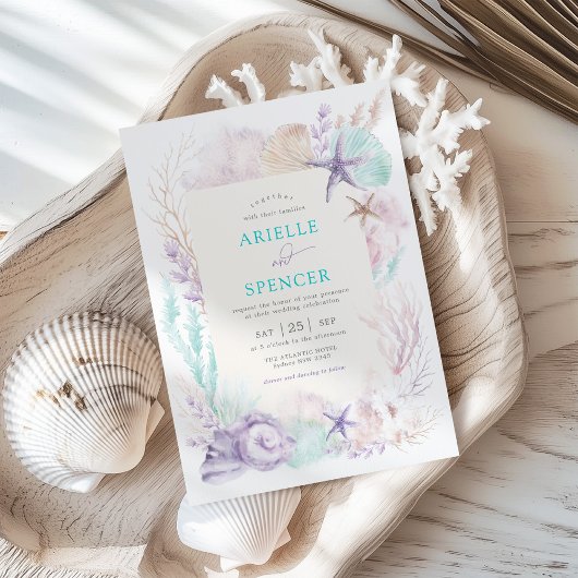 Lavendel Turquoise Ocean Wedding Tropical Beach Kaart