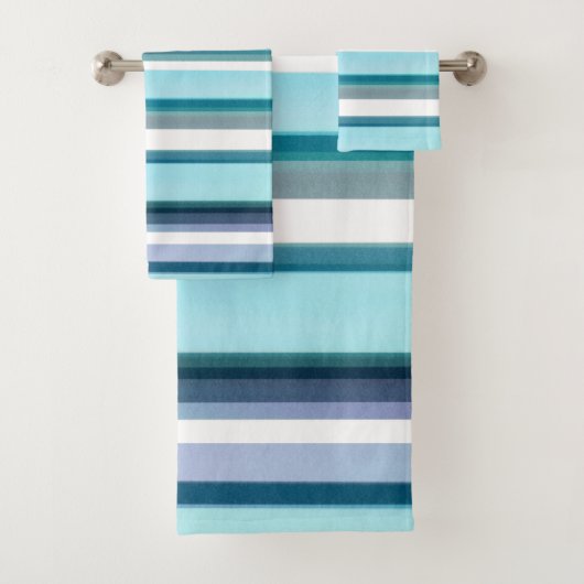 Lavendel Turquoise Waterverf Strepen Bad Handdoek (Insitu)