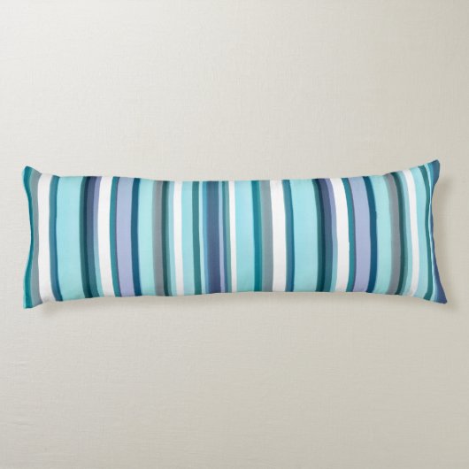 Lavendel Turquoise Waterverf Strepen Lichaamskussen (Achterkant)