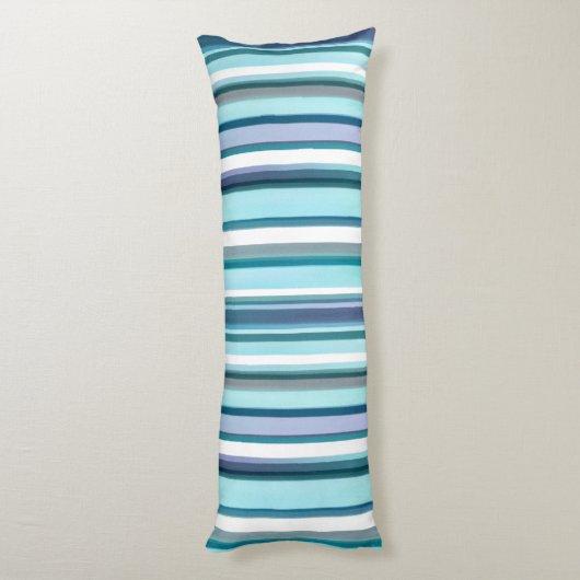 Lavendel Turquoise Waterverf Strepen Lichaamskussen (Achterkant (Verticaal))