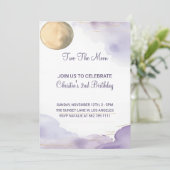 Lavendel twee de maan 2e verjaardag uitnodiging (Staand voorkant)