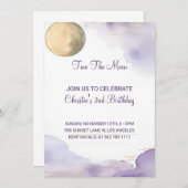 Lavendel twee de maan 2e verjaardag uitnodiging (Voorkant / Achterkant)