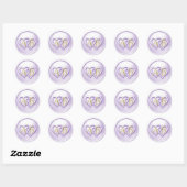 Lavendel Twee Verstrengelde Harten Monogram Bruilo Ronde Sticker (Vel)