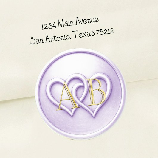 Lavendel Twee Verstrengelde Harten Monogram Bruilo Ronde Sticker
