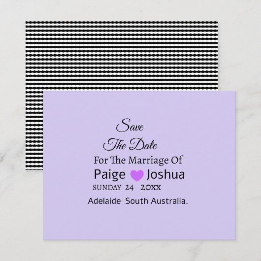 Lavendel Twist Moderne Typografie Bruiloft Aankondiging (Voorkant / Achterkant)