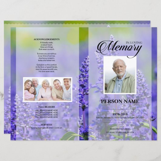 Lavendel Uitvaart Template (Voorkant / Achterkant)