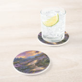 Lavendel Valley Floral Reflectie bij zonsopgang Zandsteen Onderzetter (Zijkant)