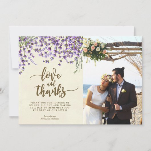 lavendel van de liefdeskaart en bedankt (Voorkant)