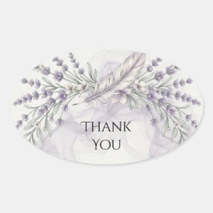 Lavendel Veer Boho Trouw Bedankt Ovale Sticker