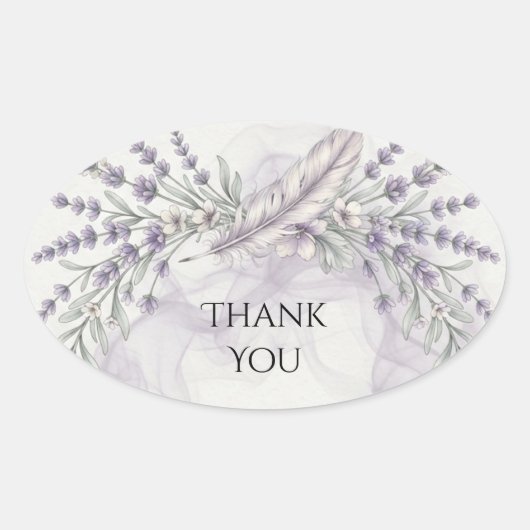 Lavendel Veer Boho Trouw Bedankt Ovale Sticker (Voorkant)