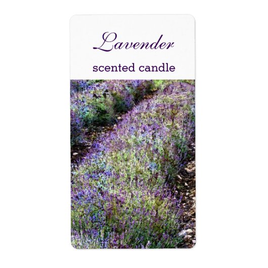 Lavendel veld geurkaars Aangepast label (Voorkant)