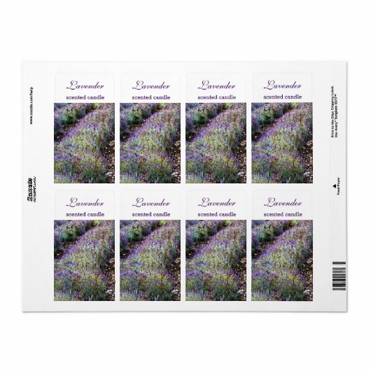 Lavendel veld geurkaars Aangepast label (Full Sheet)