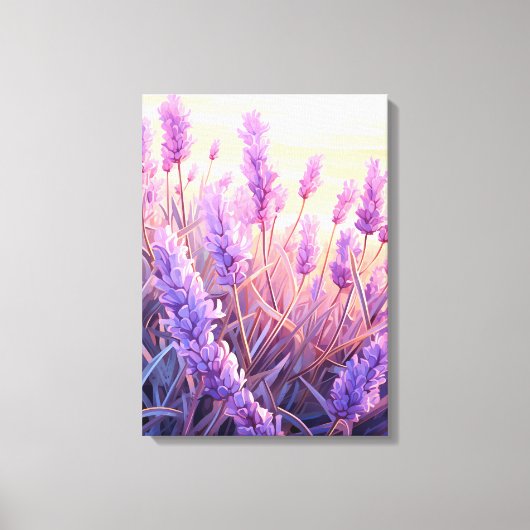 Lavendel veld zonneschijn canvas afdruk (Voorkant)