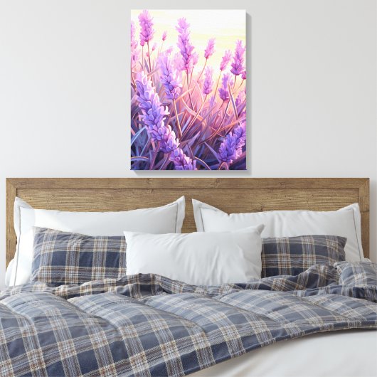 Lavendel veld zonneschijn canvas afdruk (Insitu (Slaapkamer))
