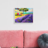 Lavendel Velden in Provence Waterverf Canvas Print (Insitu (Woonkamer))