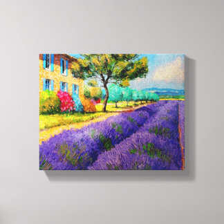 Lavendel Velden in Provence Waterverf Canvas Print