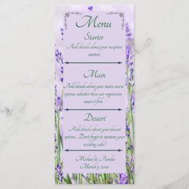 Lavendel Velden Wedding Menu