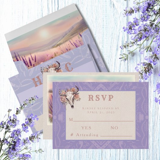 Lavendel Velden Westerne Huwelijksreactie RSVP Kaa Kaartje