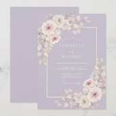 Lavendel Verfijnde Romantische Bruiloft Kaart (Voorkant / Achterkant)