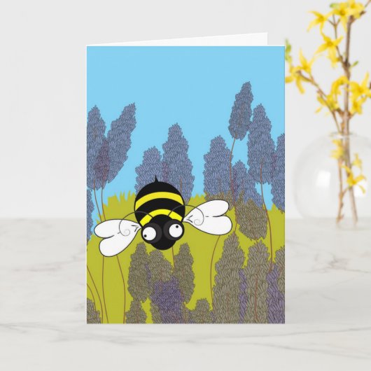 Lavendel Verjaardag Kaart (Gele Bloem)