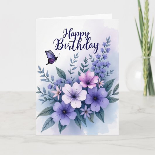 Lavendel Verjaardagsbloem Kaart (Voorkant)