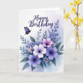 Lavendel Verjaardagsbloem Kaart (Gele Bloem)