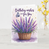 Lavendel Verjaardagsboeket Kaart (Gele Bloem)