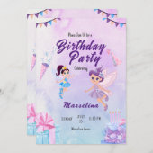 Lavendel Verjaardagsfeest Uitnodiging Kaart voor M (Voorkant / Achterkant)
