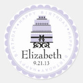 Lavendel verjaardagstaart ronde sticker (Voorkant)