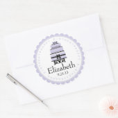 Lavendel verjaardagstaart ronde sticker (Envelop)