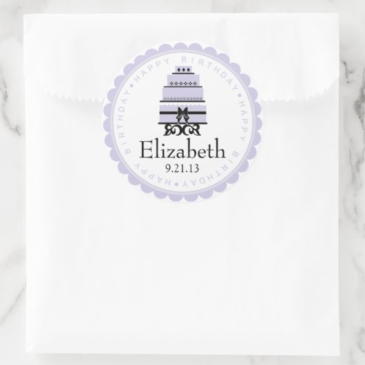 Lavendel verjaardagstaart ronde sticker (Tas)