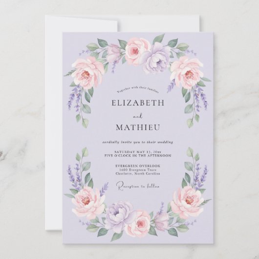 Lavendel Verleidelijke Romantische Bruiloft Kaart (Voorkant)